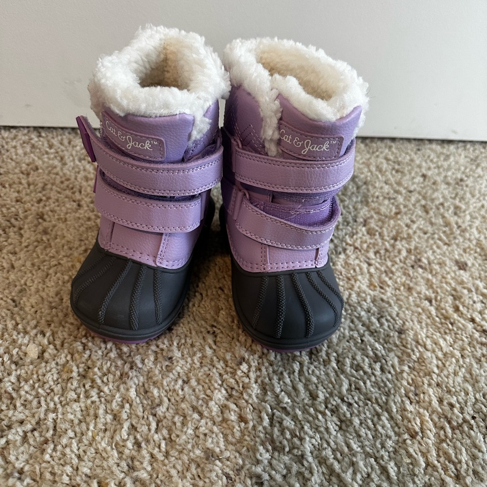 Cat & Jack Purple and Gray Kids Snow Boots